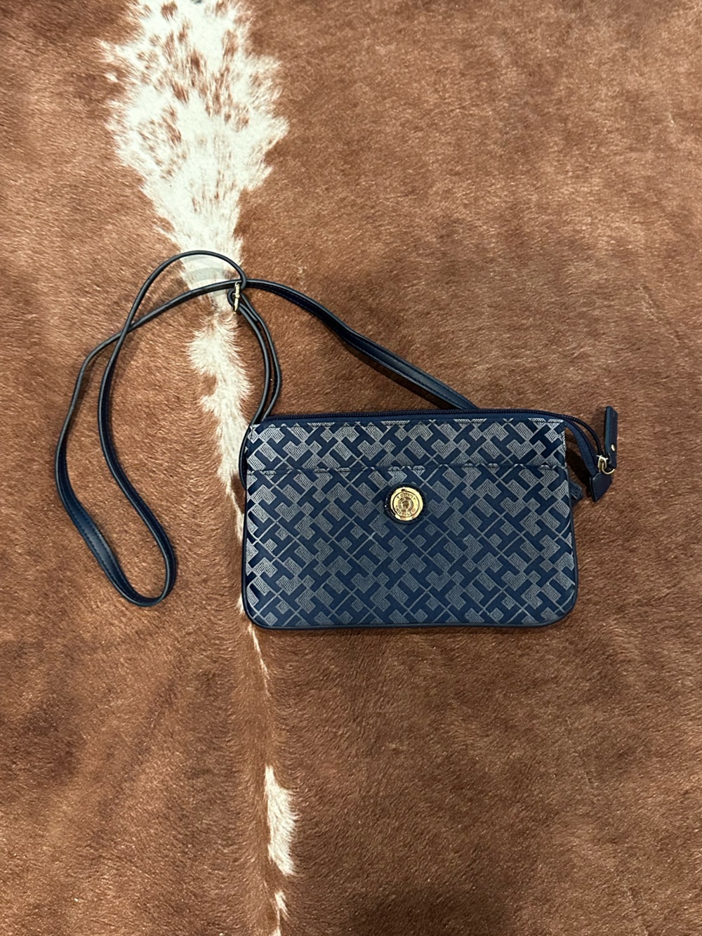 Tommy Hilfiger Navy Crossbody Wallet with Gold-Tone Logo